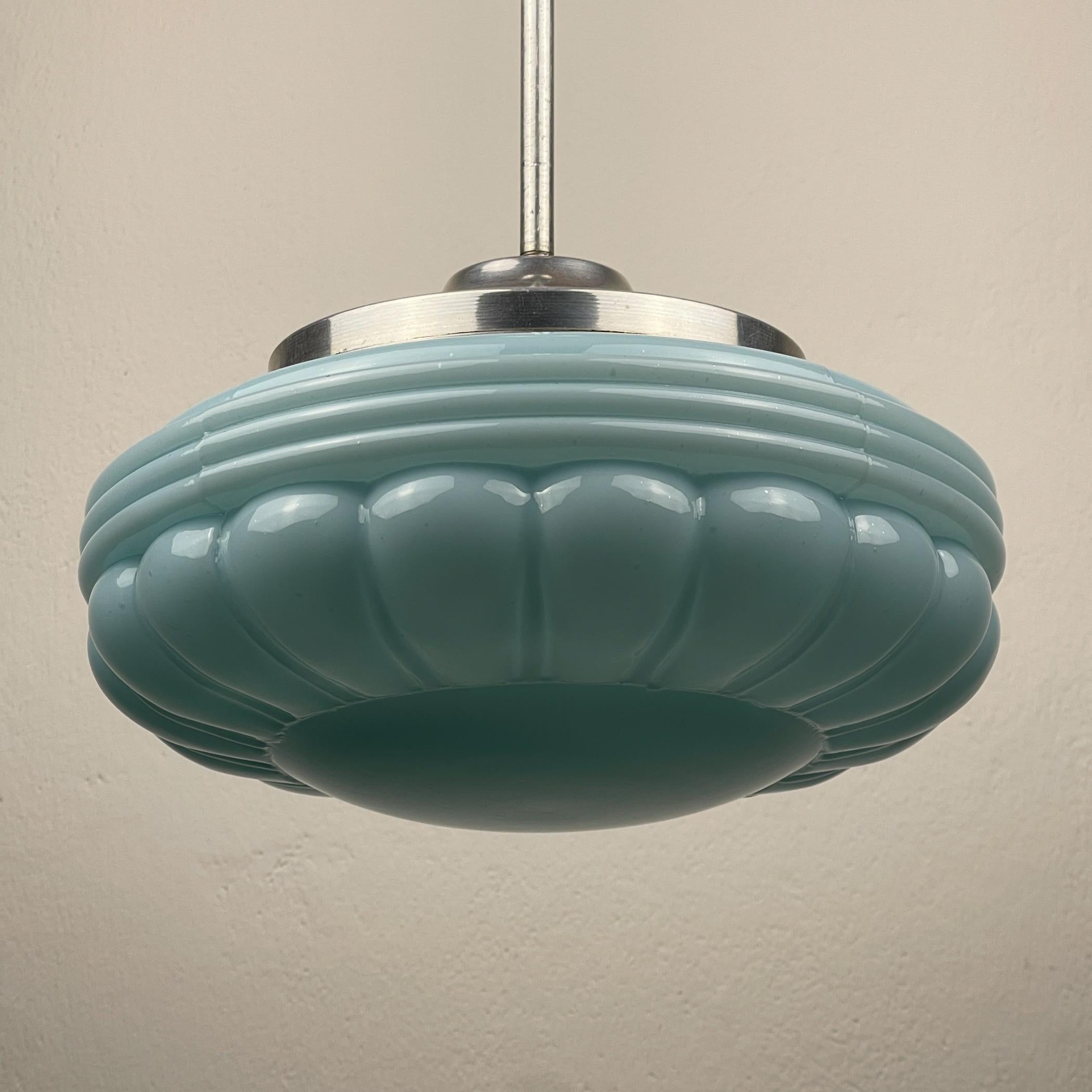 Lampada a sospensione in vetro blu vintage, Italia anni '50 in vendita 1