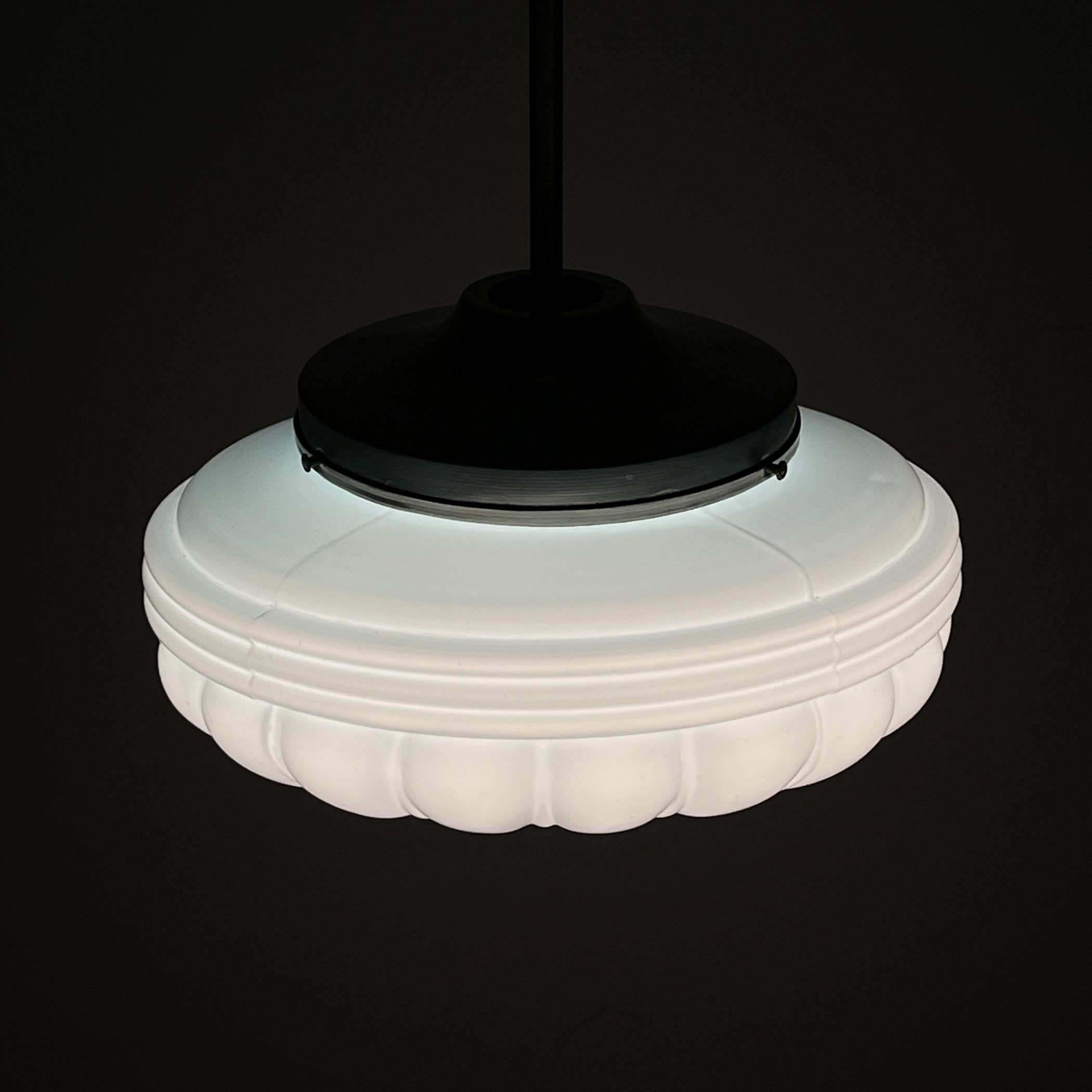 Lampada a sospensione in vetro blu vintage, Italia anni '50 in vendita 2