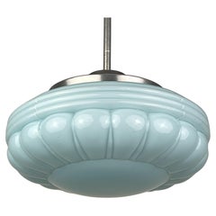 Vintage blue glass pendant lamp, Italy 1950s