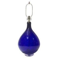 Vintage Blue Glass Table Lamp