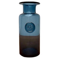 Vintage Blue Glass Vase with Seal Ornament, 1960s