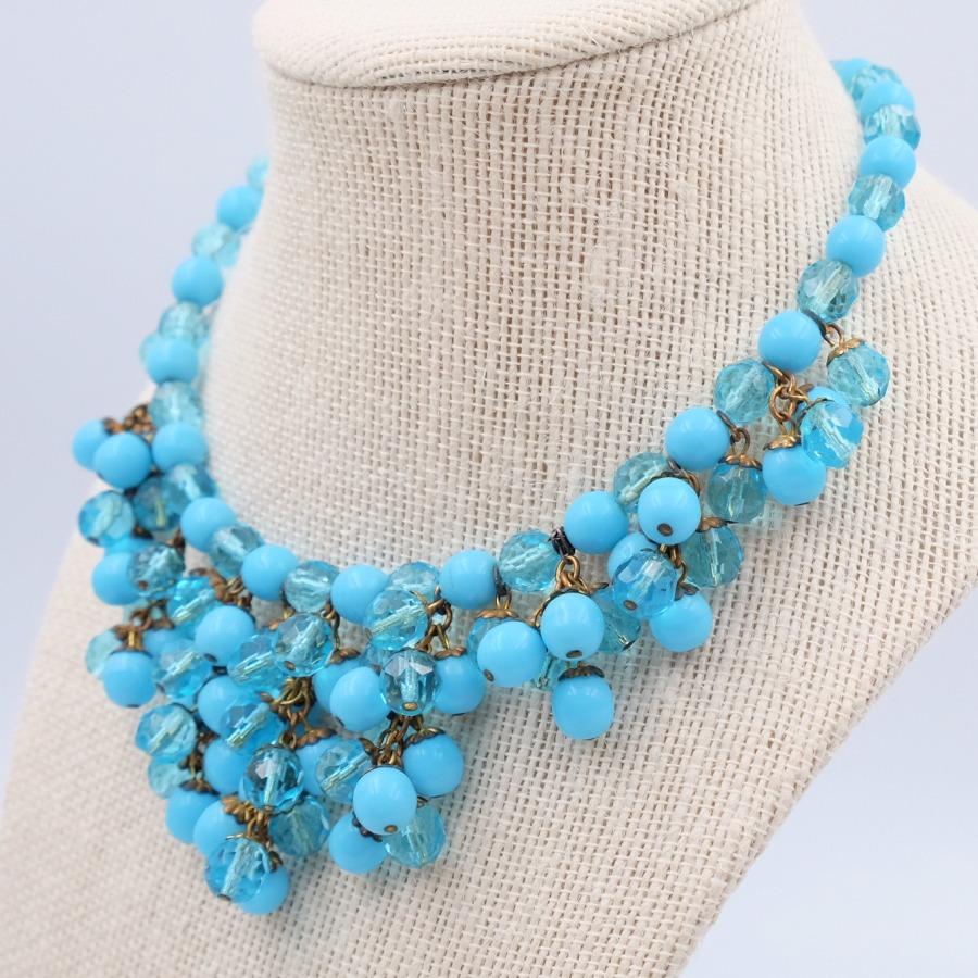 vintage blue glass necklace