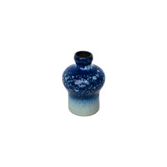 Vintage Blue Glazed Ceramic Vase from Sweden Midcentury