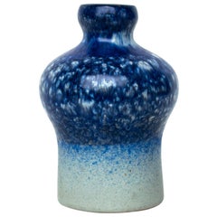 Vintage Blue Glazed Ceramic Vase from Sweden Midcentury