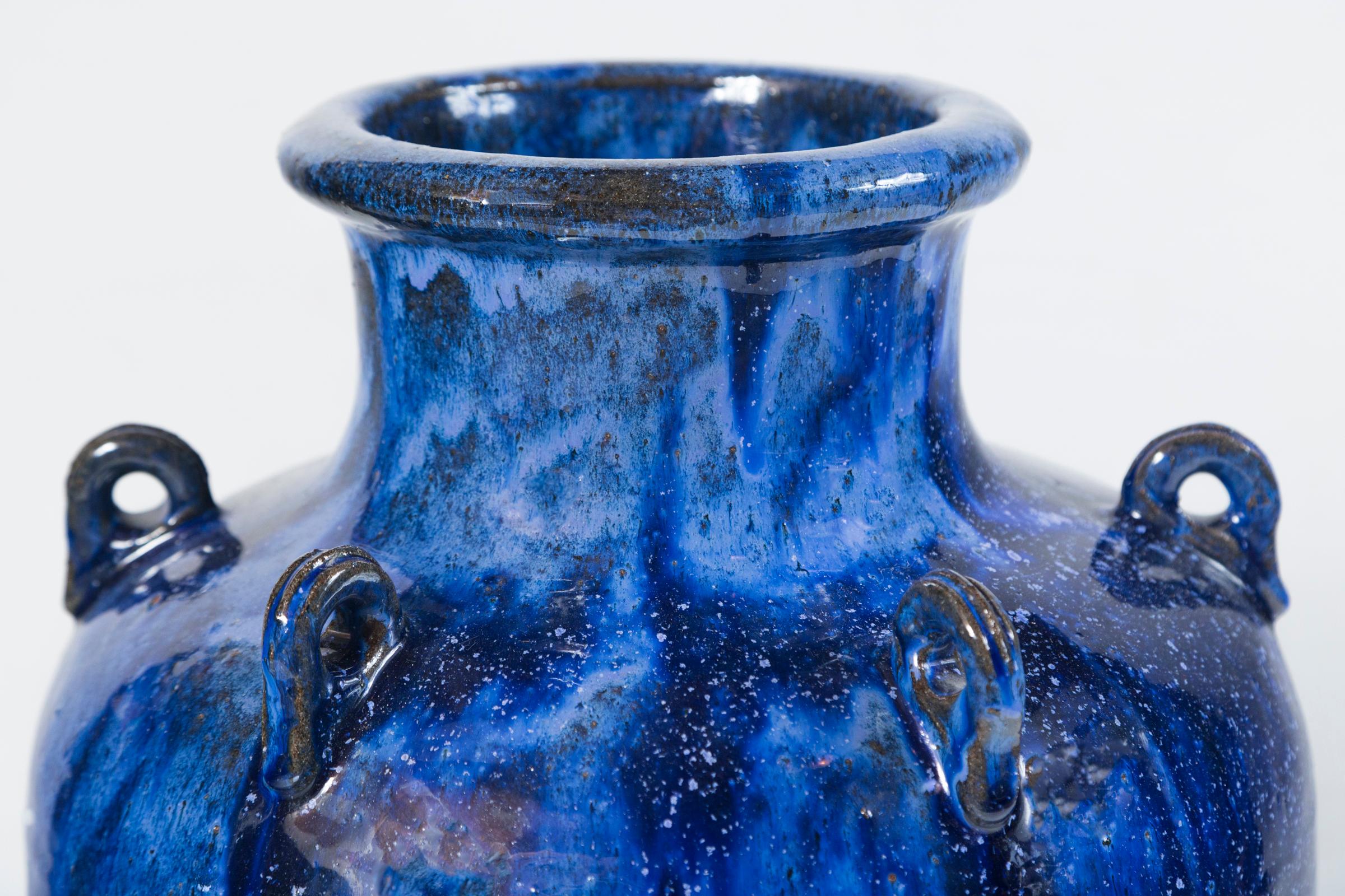 Vintage Blue Glazed Garden Urn For Sale 5