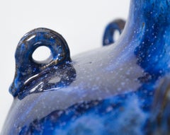 Vintage Blue Glazed Garden Urn