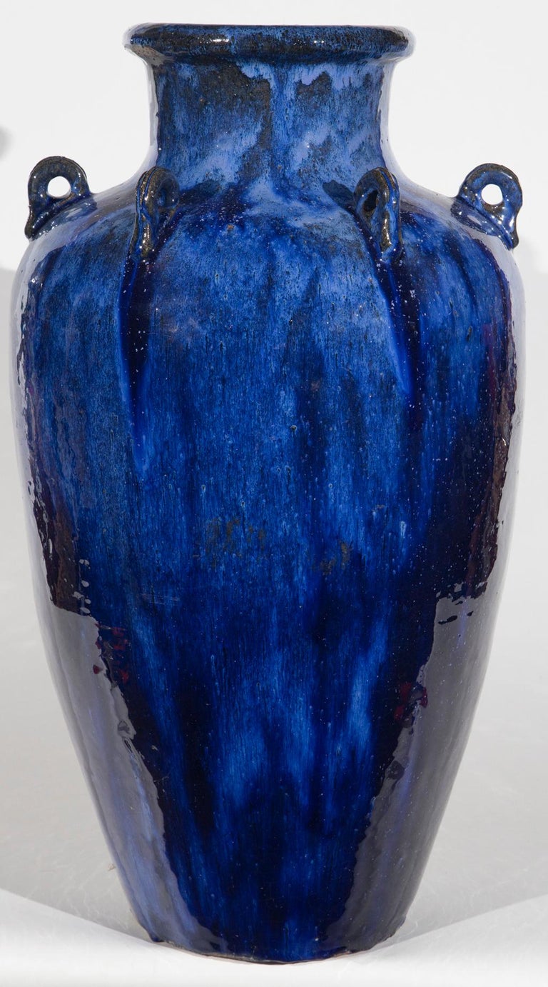 Vintage Blue Glazed Garden Urn For Sale at 1stDibs