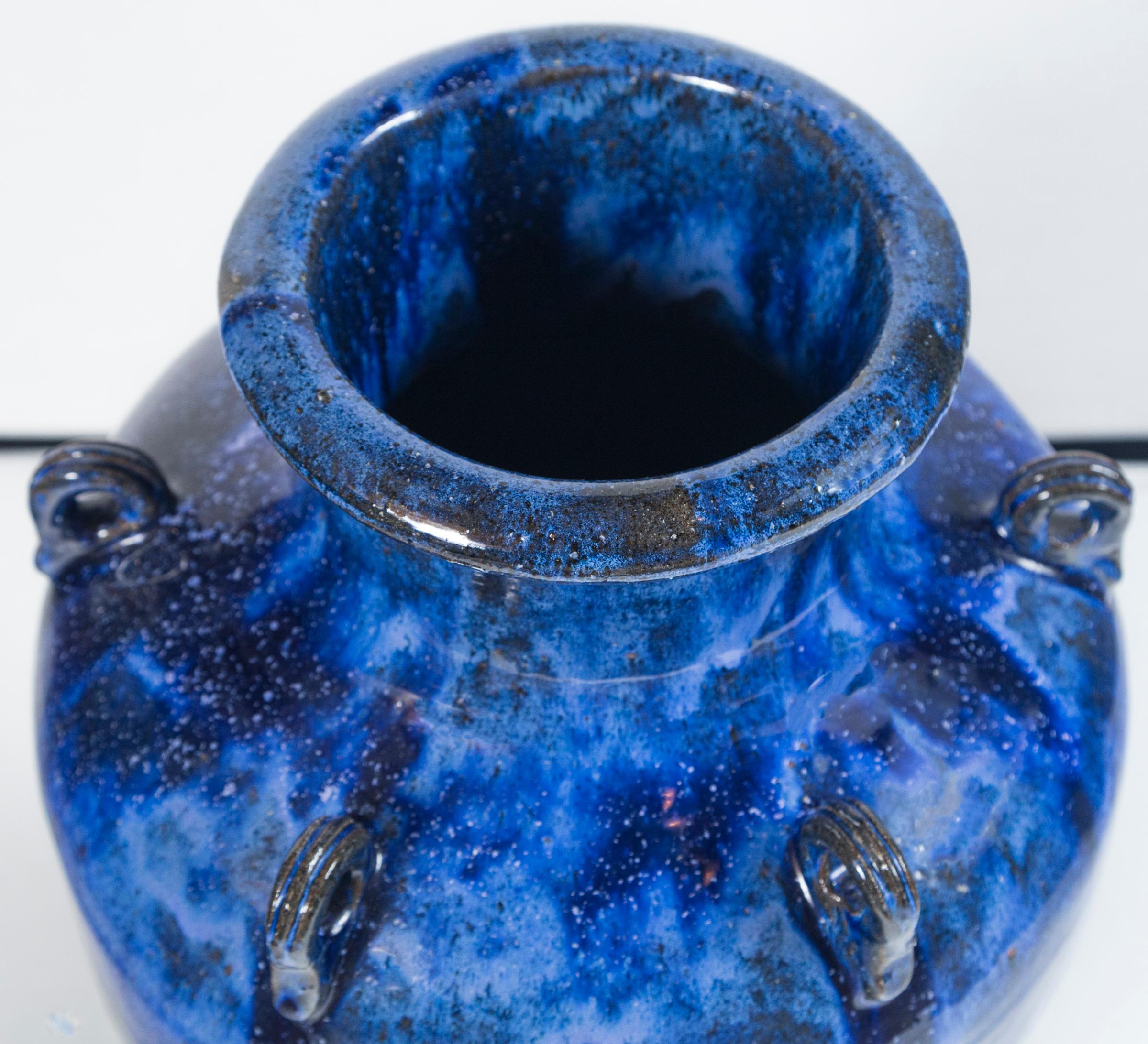 Vintage Blue Glazed Garden Urn For Sale 2