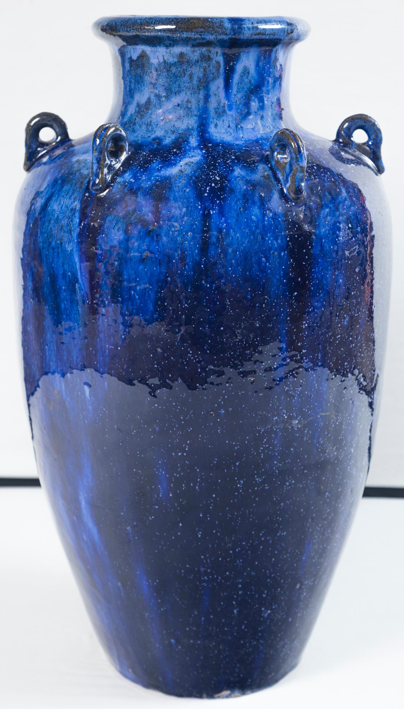Vintage Blue Glazed Garden Urn For Sale 4