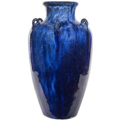 Vintage Blue Glazed Garden Urn