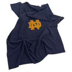 Vintage Blue & Gold Notre Dame University "Fighting Irish" Wool Stadium Blanket