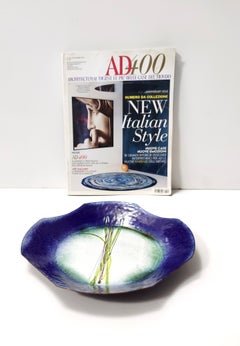 Blaue, grüne und weiße Kupfer-Ablageschale Attr. an Paolo De Poli, Vintage