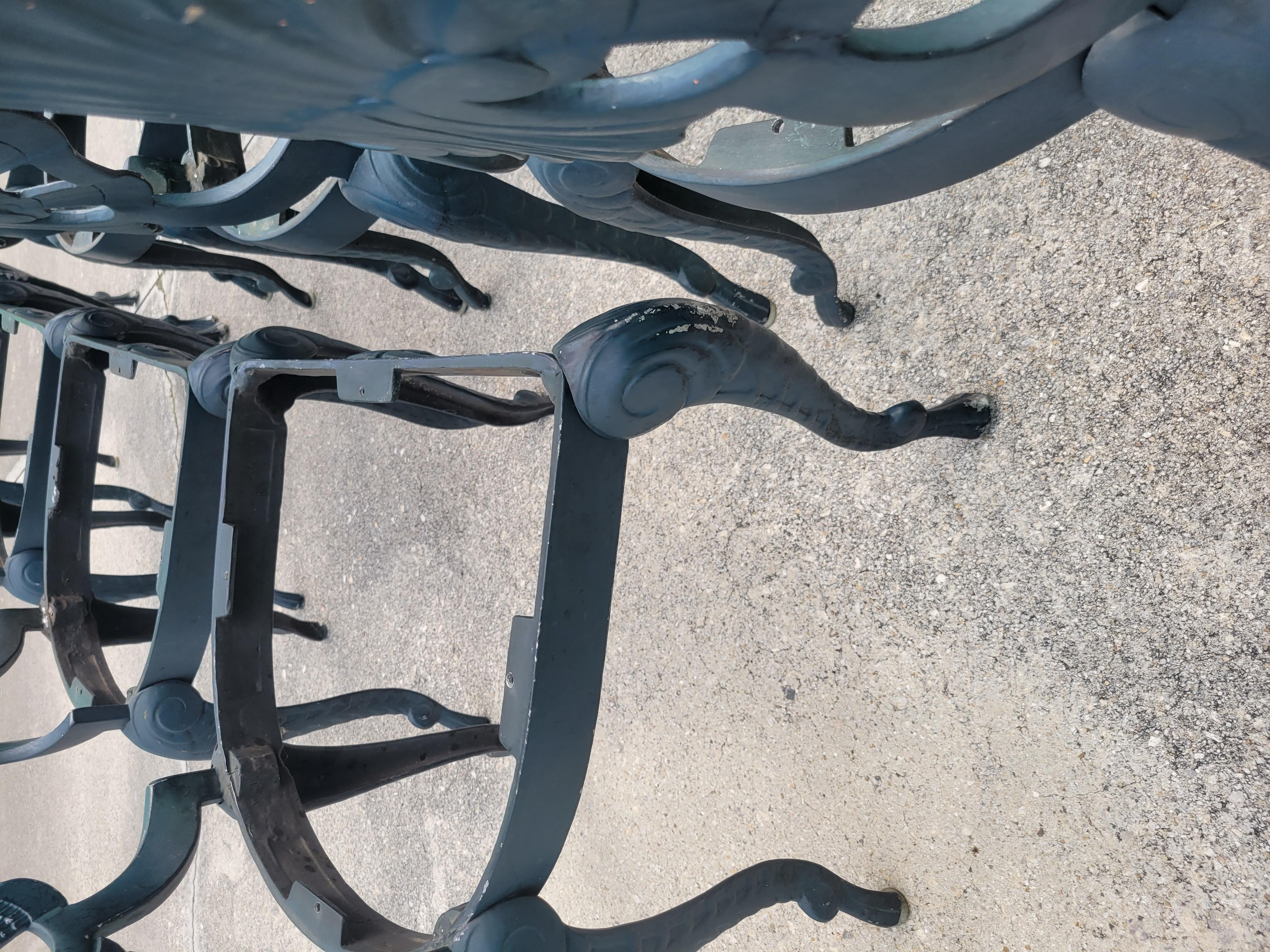 Fauteuils de patio Jordan Regency vintage bleu vert fer coquillage Grotto Brown 14 en vente 1