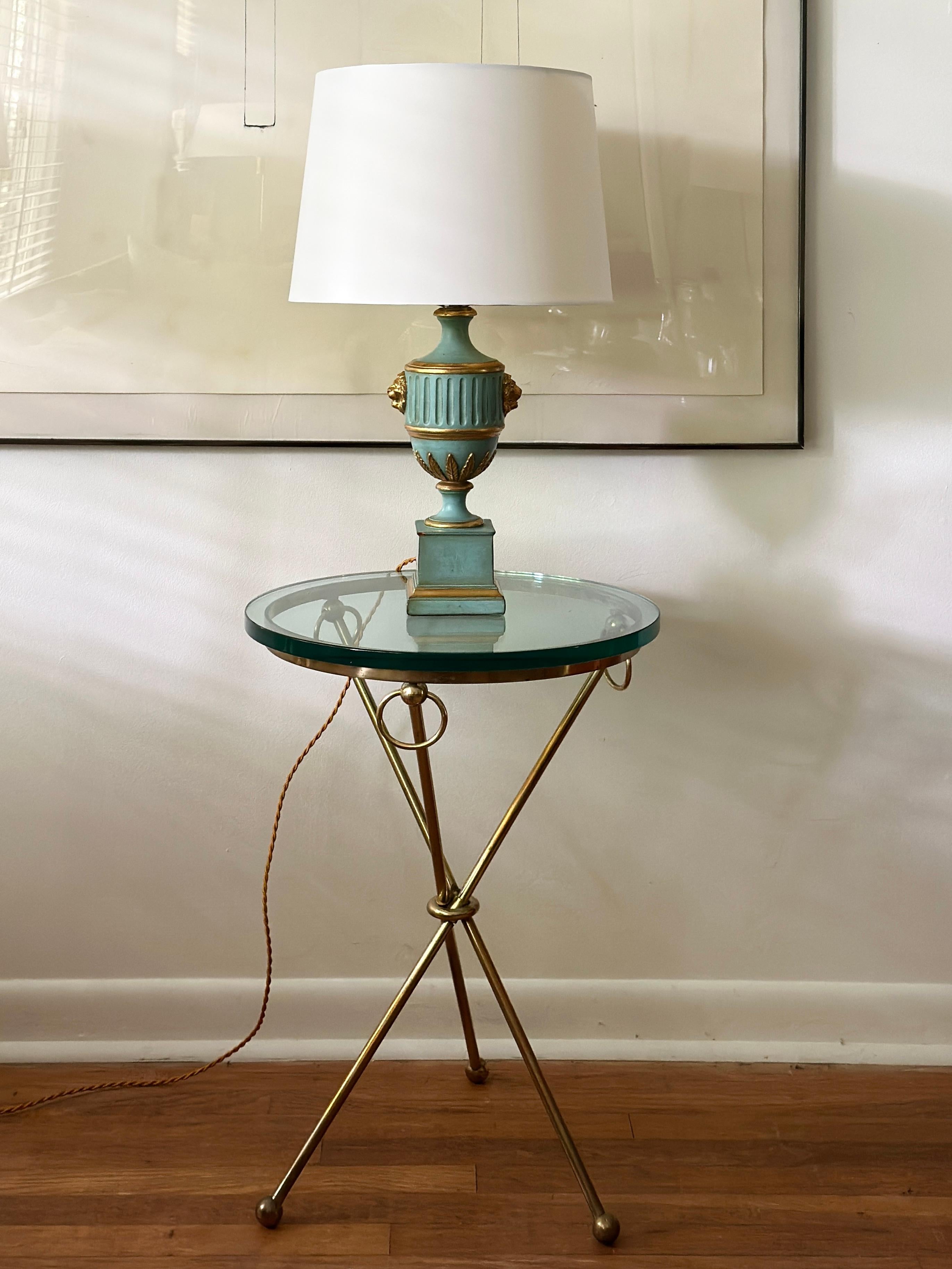 Lampada Borghese Neoclassica d'epoca blu/verde parzialmente dorata in vendita 7
