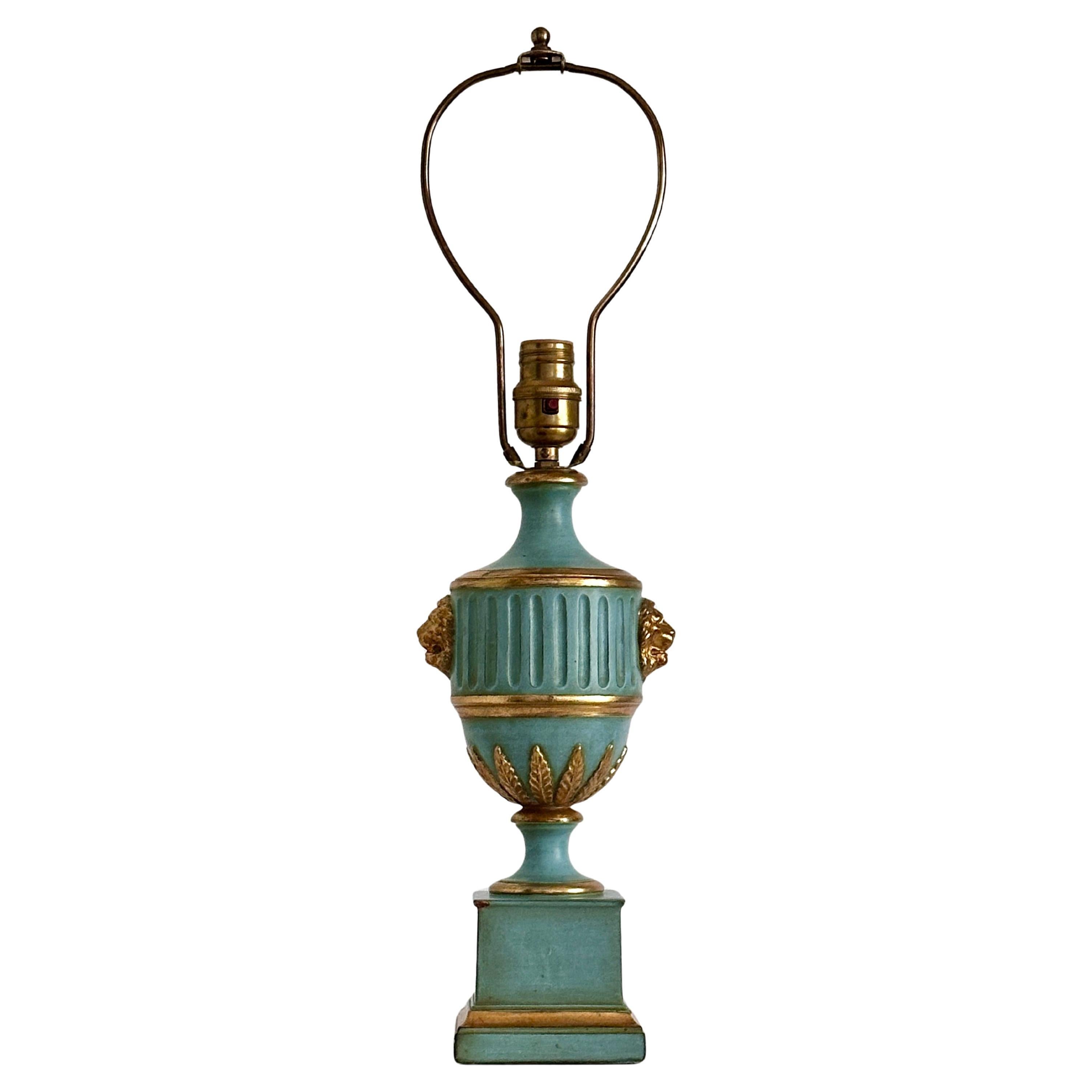 Lampada Borghese Neoclassica d'epoca blu/verde parzialmente dorata in vendita