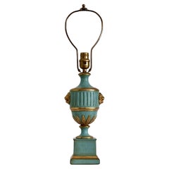 Vintage Blue / Green Partially Gilt Neoclassical Borghese Lamp