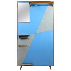 Vintage Blue and Grey Geometric Coat Rack, 1966