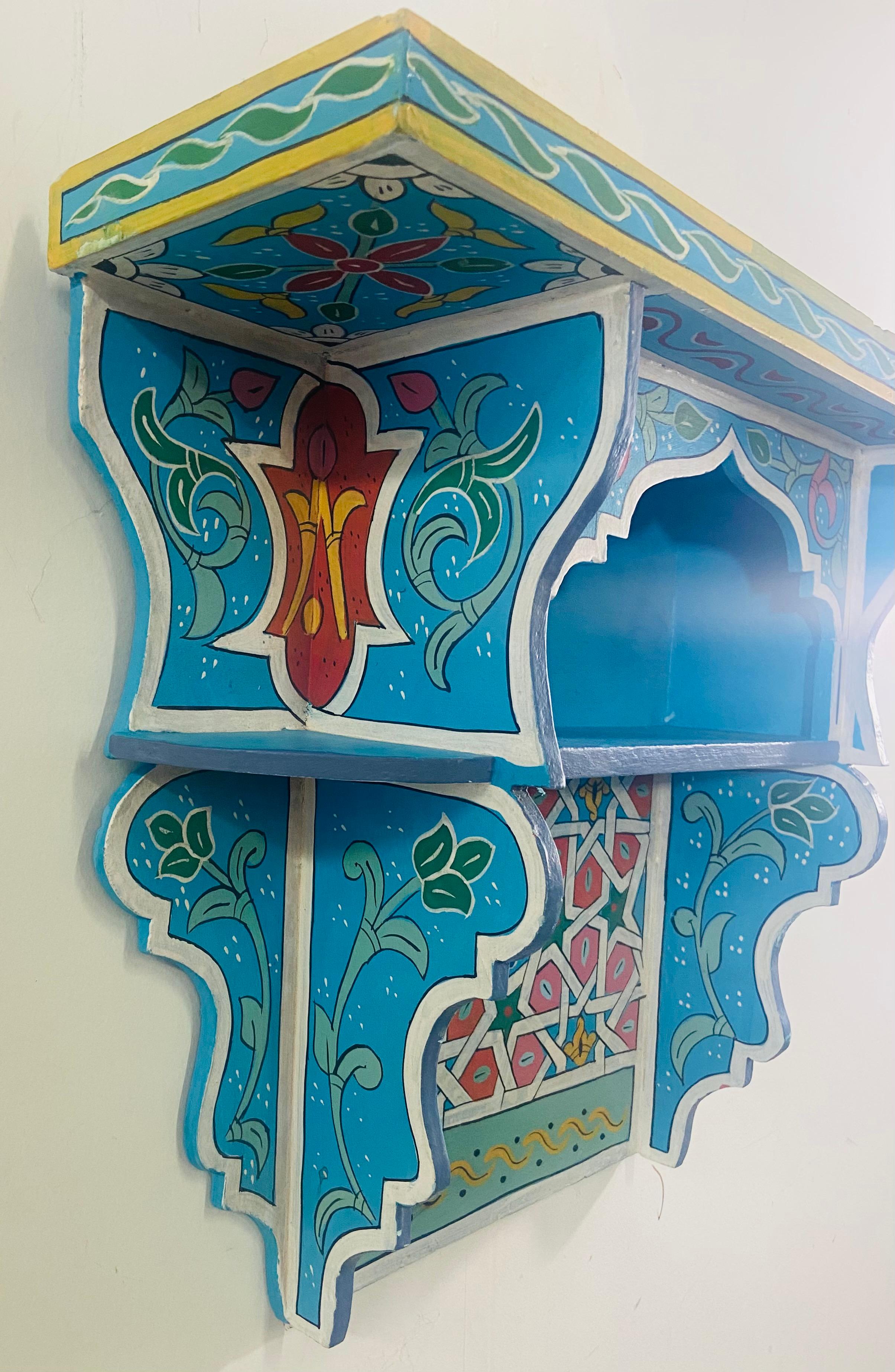 Marokkanisches Gewürzregal oder Regal in Blau im Boho-Chic-Stil, Paar im Angebot 4