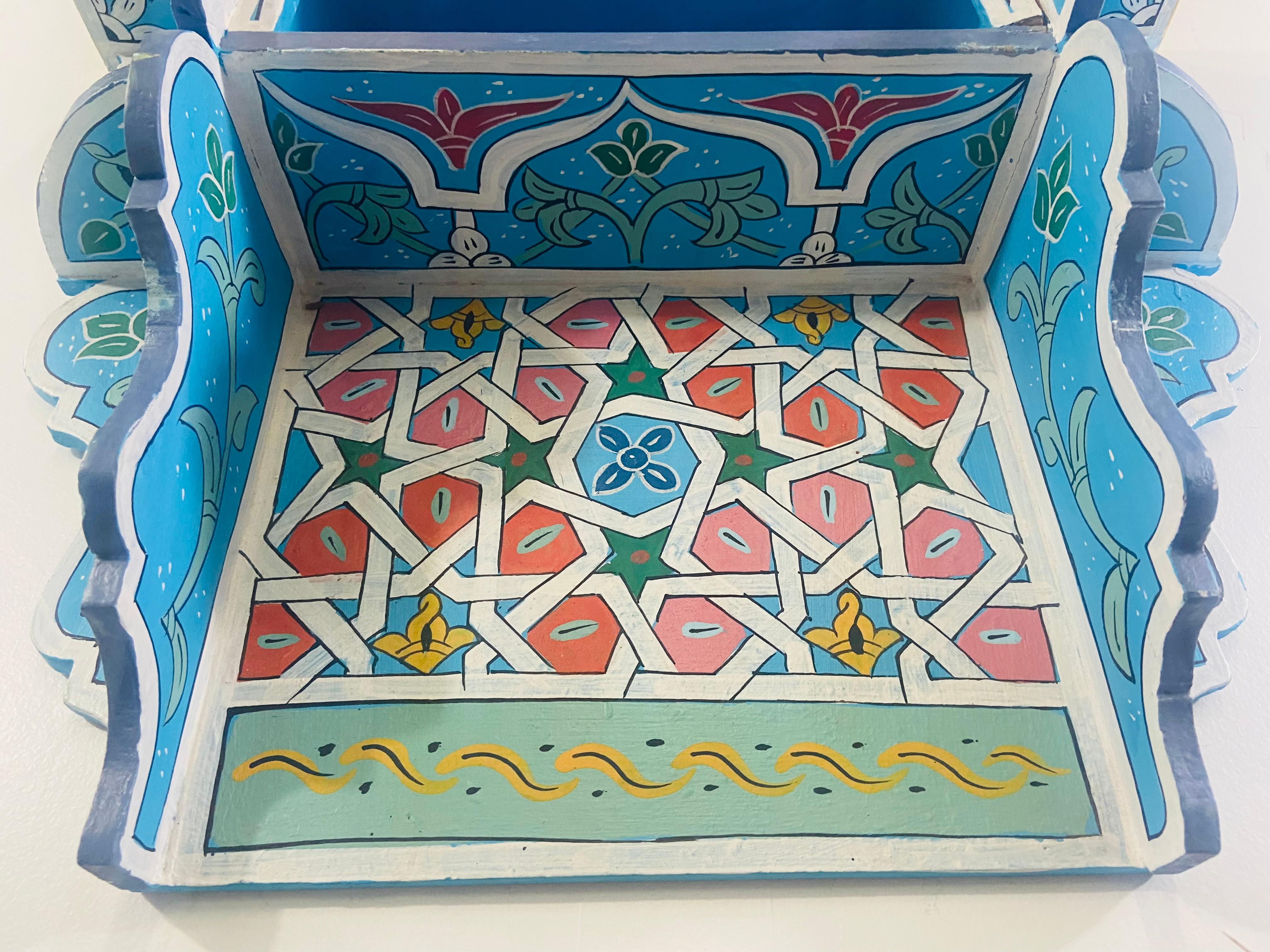 Marokkanisches Gewürzregal oder Regal in Blau im Boho-Chic-Stil, Paar (Böhmisch) im Angebot