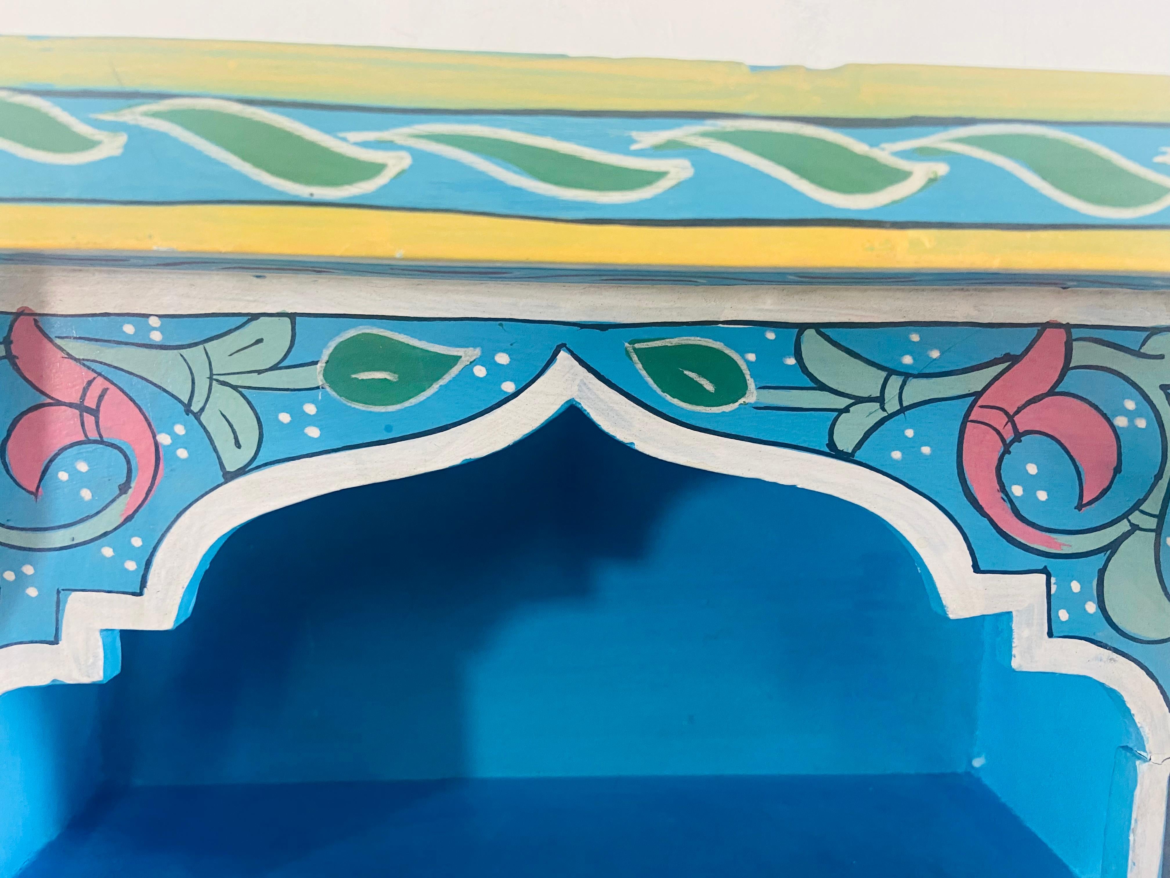 Vintage Blue Boho Chic Moroccan Spice Shelf or Rack , a Pair In Good Condition For Sale In Plainview, NY
