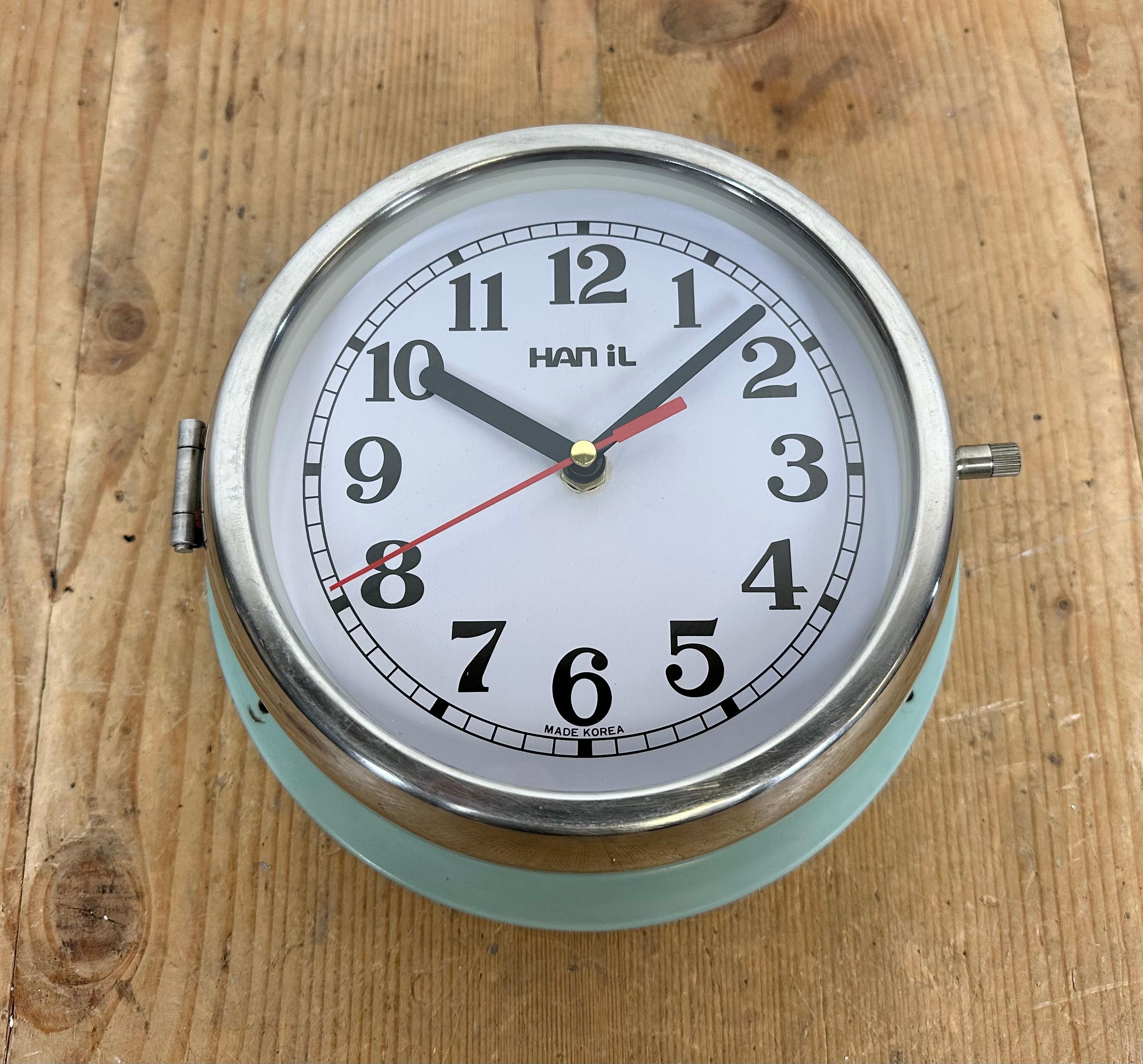 Vintage Blue Hanil Navy Wall Clock, 1980s For Sale 1