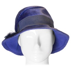 Vintage Blue Hat with Grossgrain Ribbon