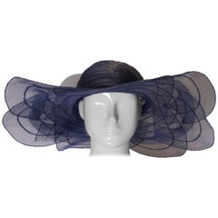 Vintage Blue Hat with Wide Brim