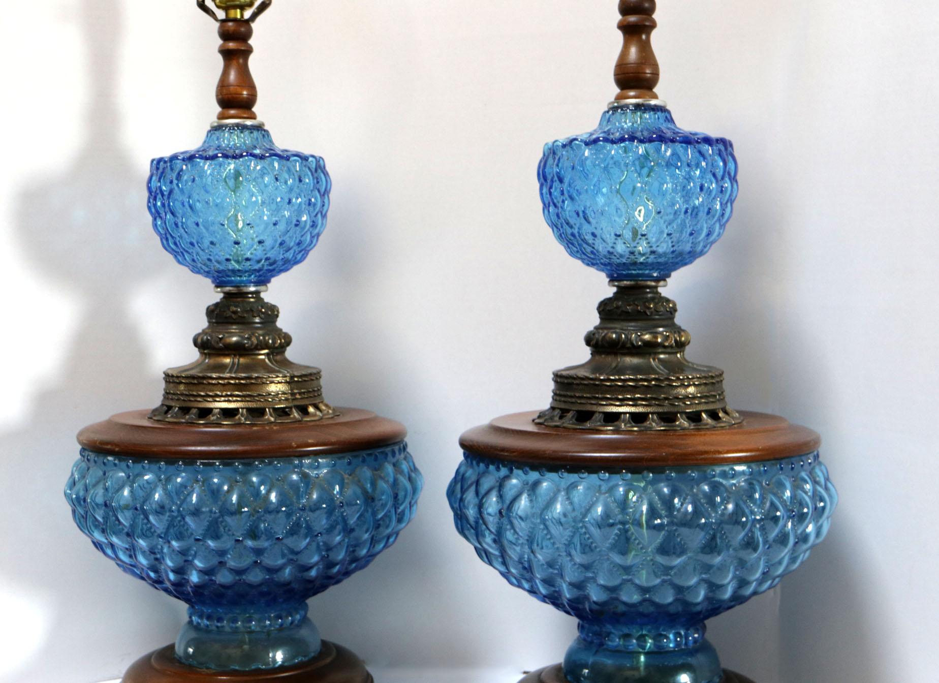 blue hobnail lamp