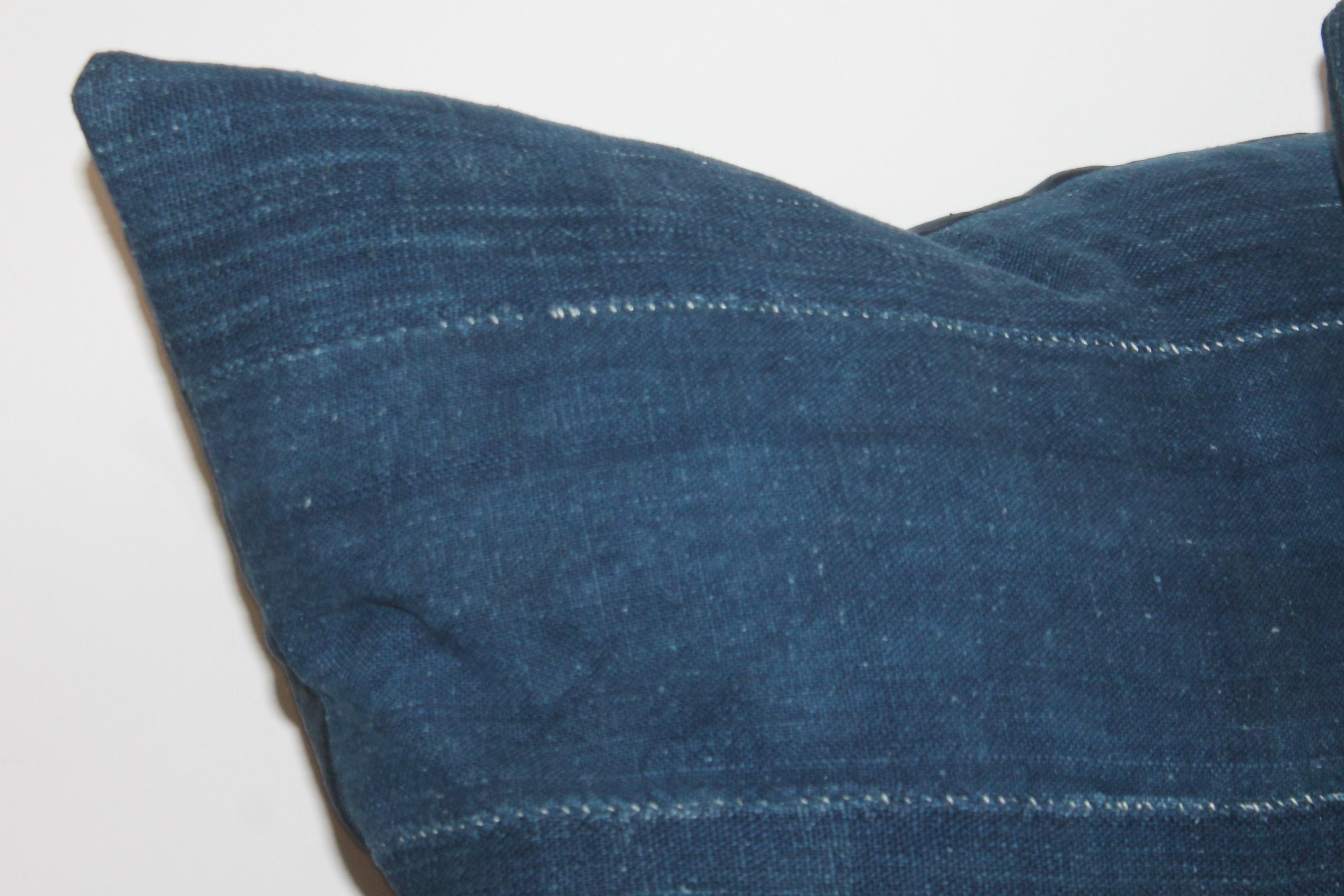 Adirondack Vintage Blue Homespun Linen Pillows, Pair