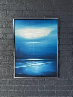 Vintage Blue Horizon Seascape Oil Painting by Delmary - Signed Original