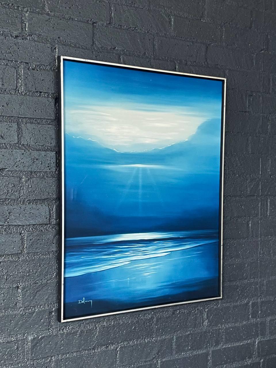 Blaues Horizont- Meereslandschaft, Ölgemälde von Delmary, signiert Original (Sonstiges) im Angebot