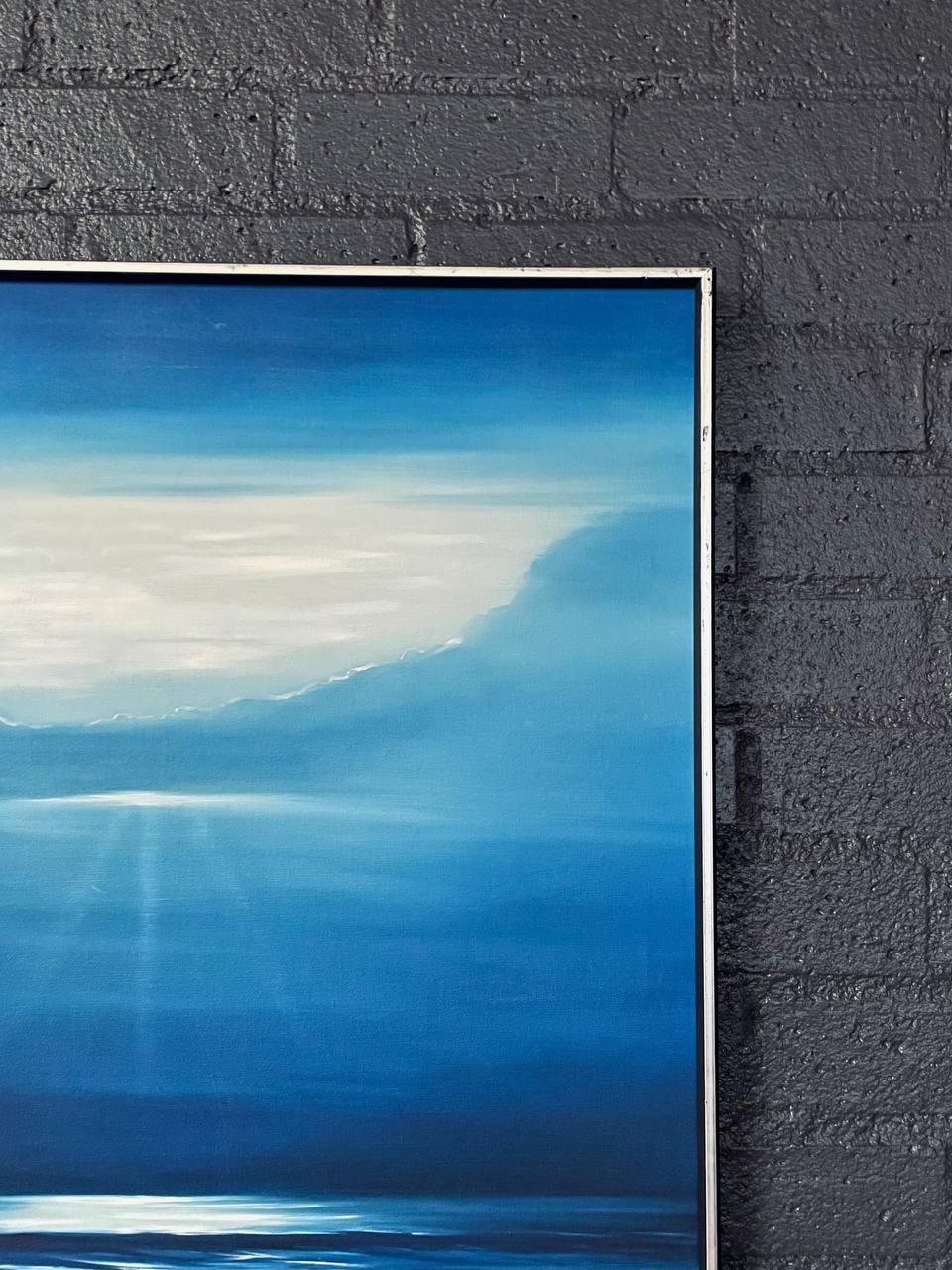 Blaues Horizont- Meereslandschaft, Ölgemälde von Delmary, signiert Original im Zustand „Gut“ im Angebot in Los Angeles, CA