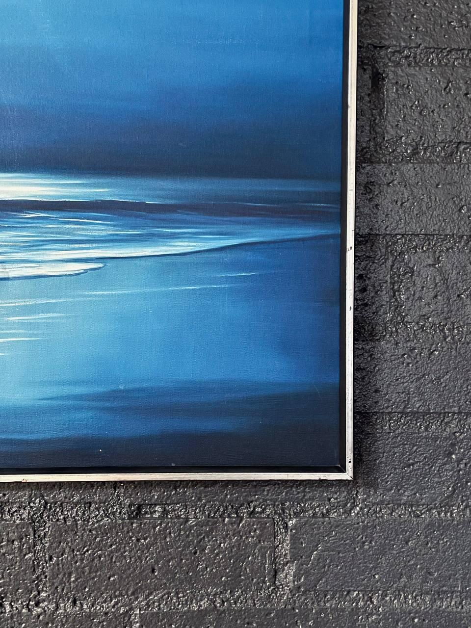 Blaues Horizont- Meereslandschaft, Ölgemälde von Delmary, signiert Original (Ende des 20. Jahrhunderts) im Angebot