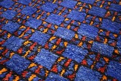 Vintage Blue Indigo Beni M'guild Moroccan Rug, Berber Blue Moroccan Rug