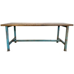 Vintage Blue Industrial Dining Table