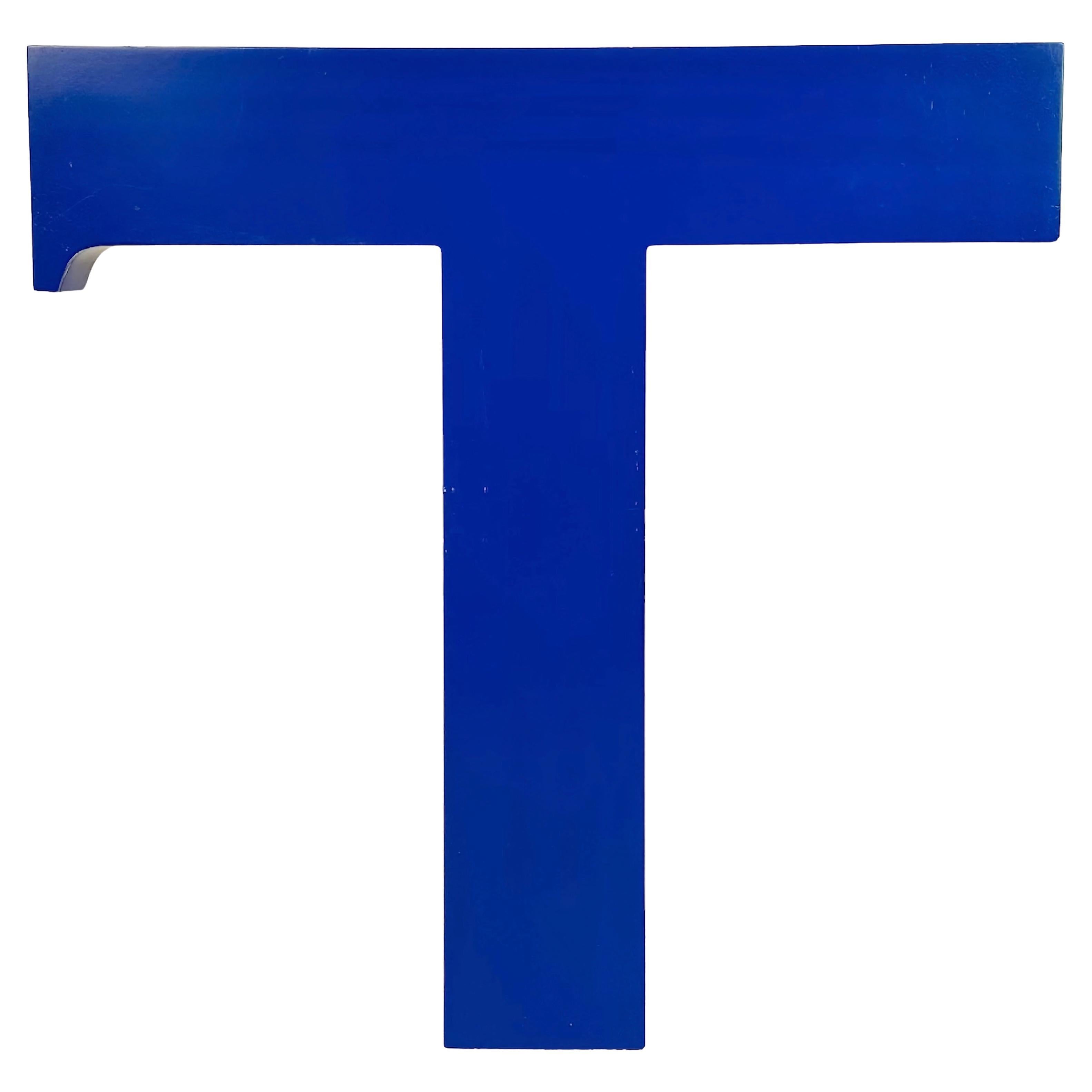 Letter T vintage en facart bleu, années 1970