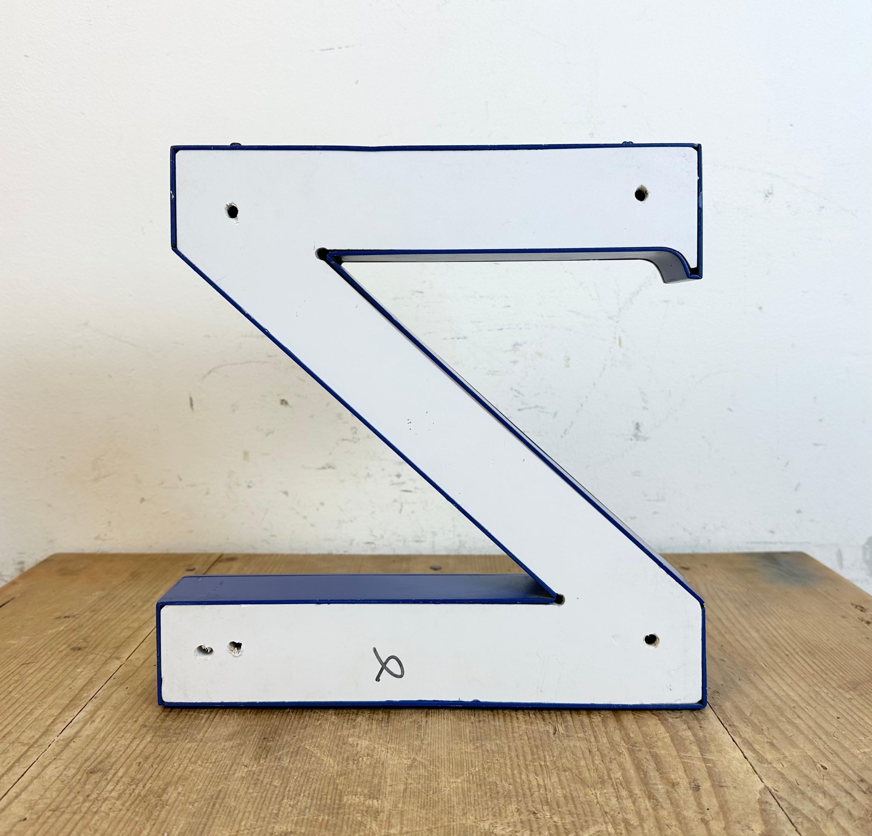 Vintage Blue Iron Facade Letter Z, 1970s For Sale 1