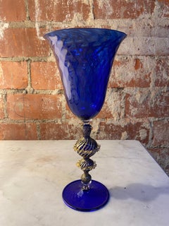 Vintage Blue Italian Handcrafted Chalice, 1970s