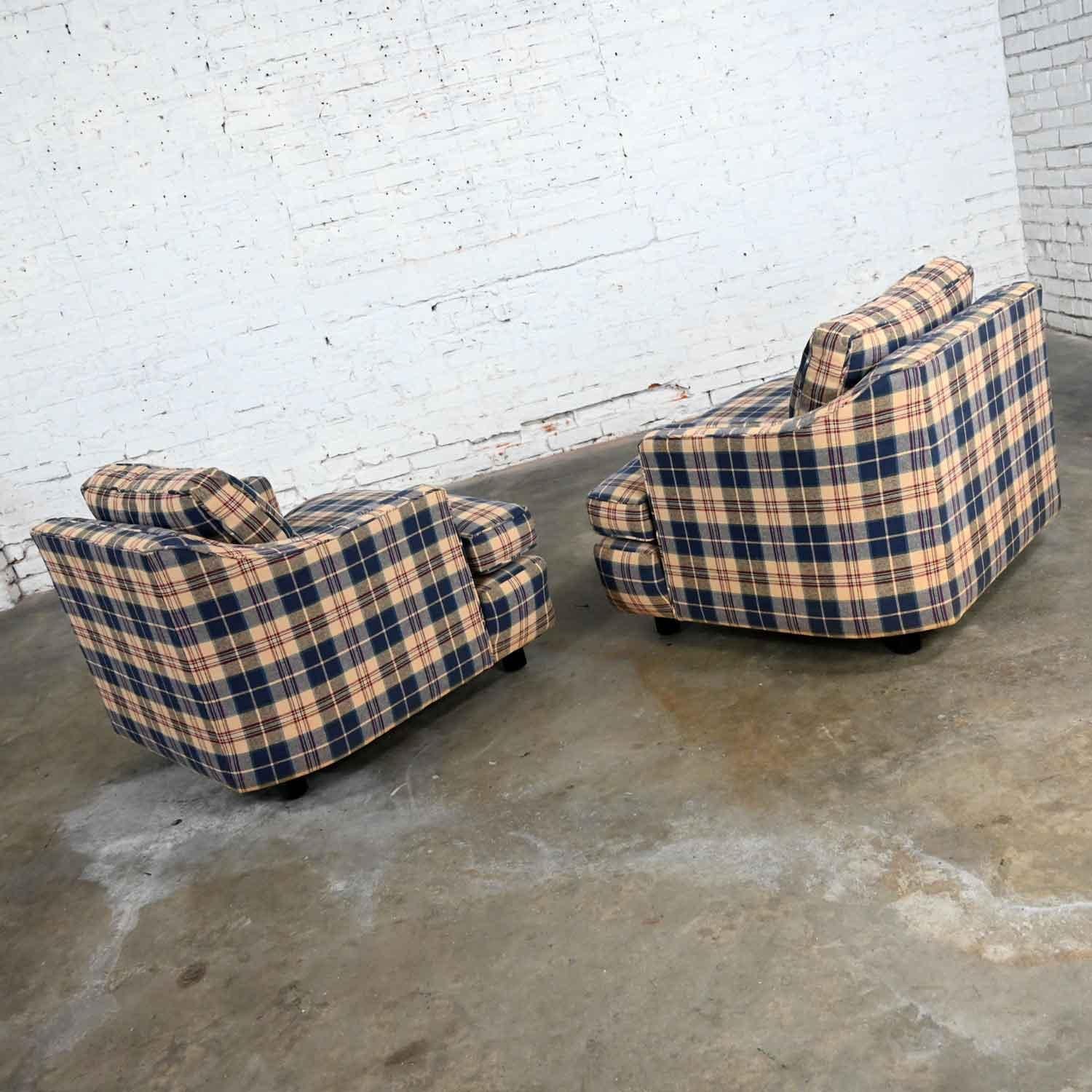 plaid club chairs