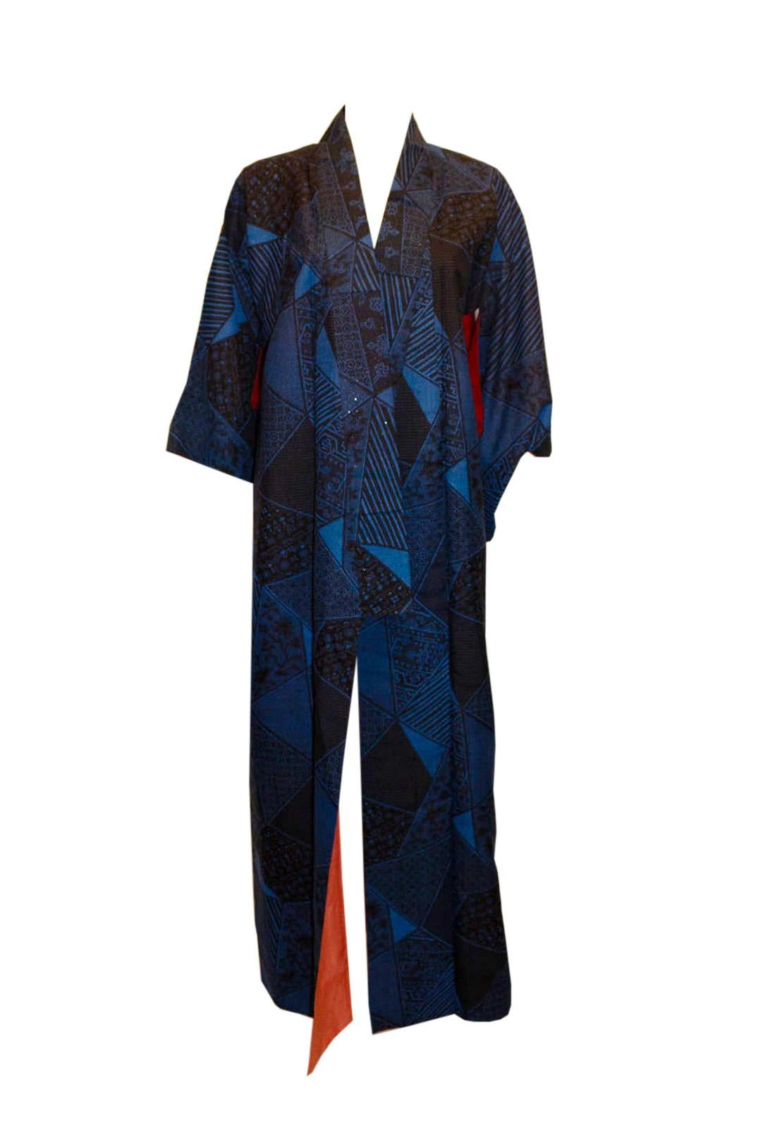 Vintage Blue Kimono with unusual Sparkle Detail For Sale 2