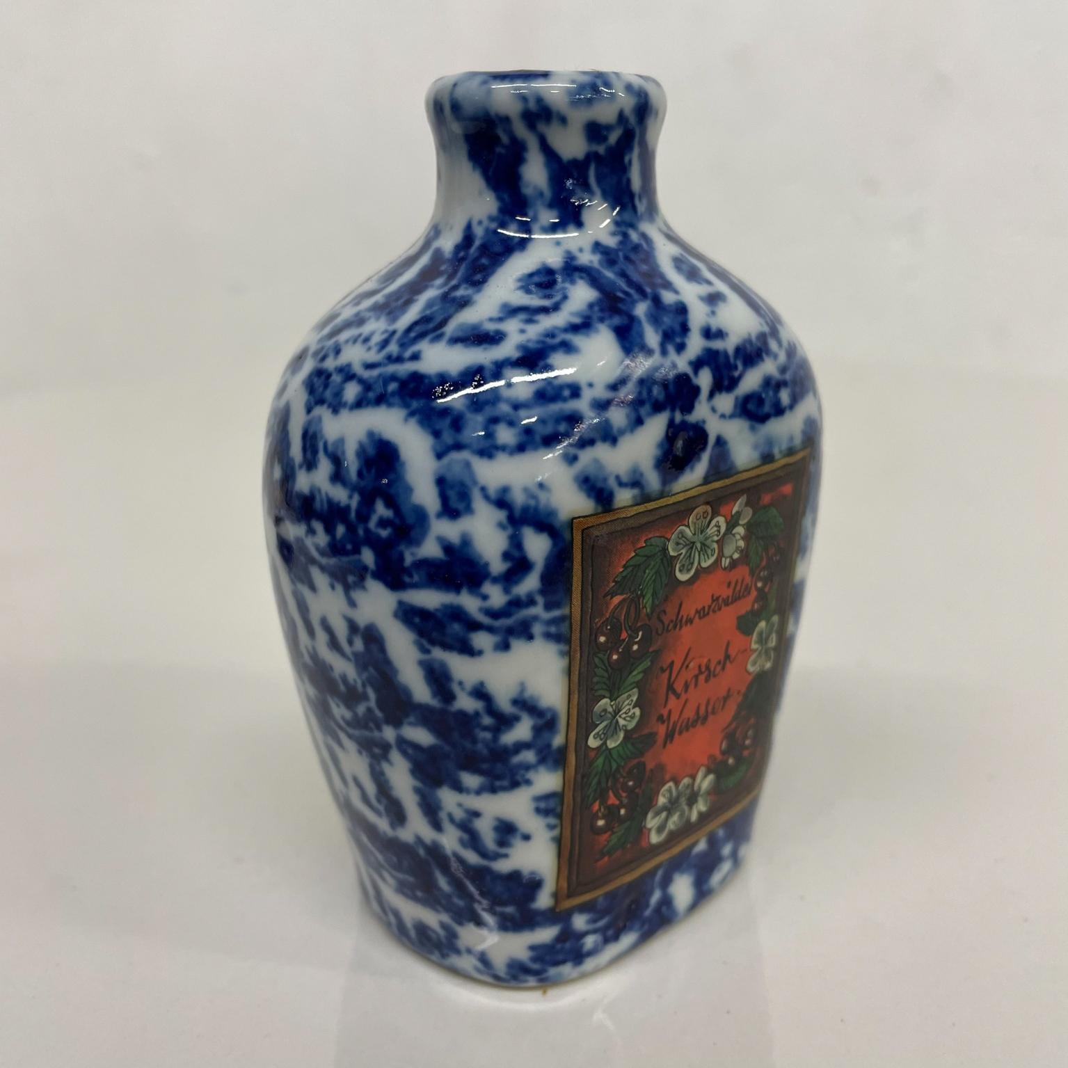 Mid-Century Modern Vintage Blue Kirschwasser Ceramic Cherry Brandy Bottle Made Bavaria