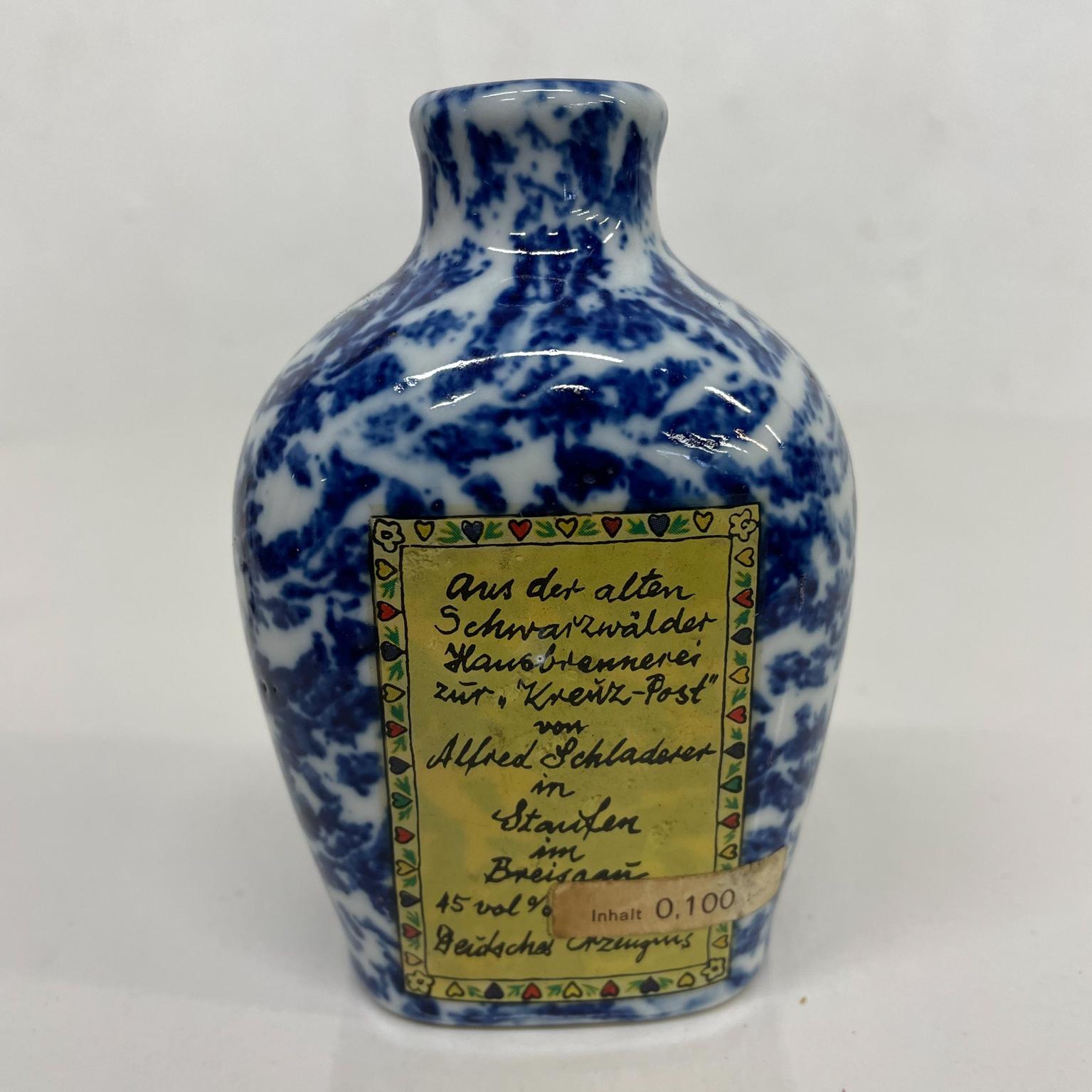 Vintage Blue Kirschwasser Ceramic Cherry Brandy Bottle Made Bavaria In Good Condition In Chula Vista, CA