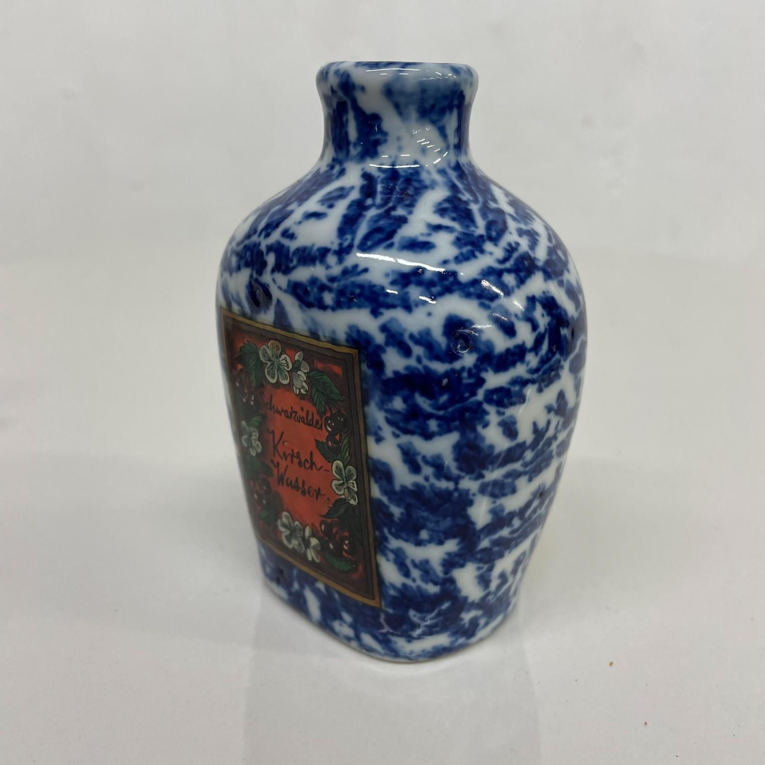 Vintage Blue Kirschwasser Ceramic Cherry Brandy Bottle Made Bavaria 1