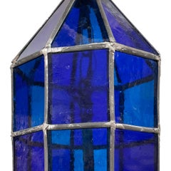 Vintage Blue Leaded Glass Fixture