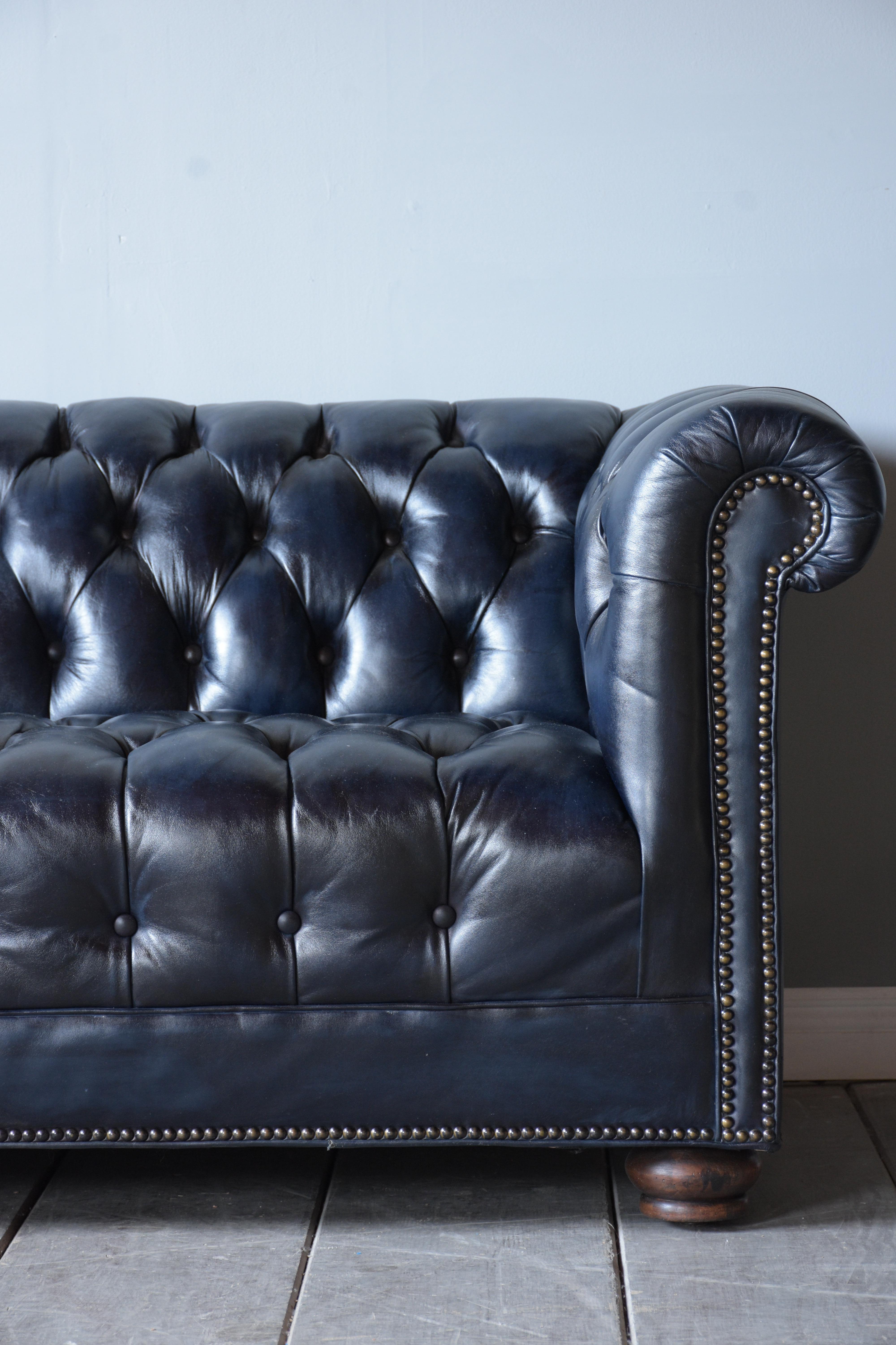 navy leather chesterfield sofa