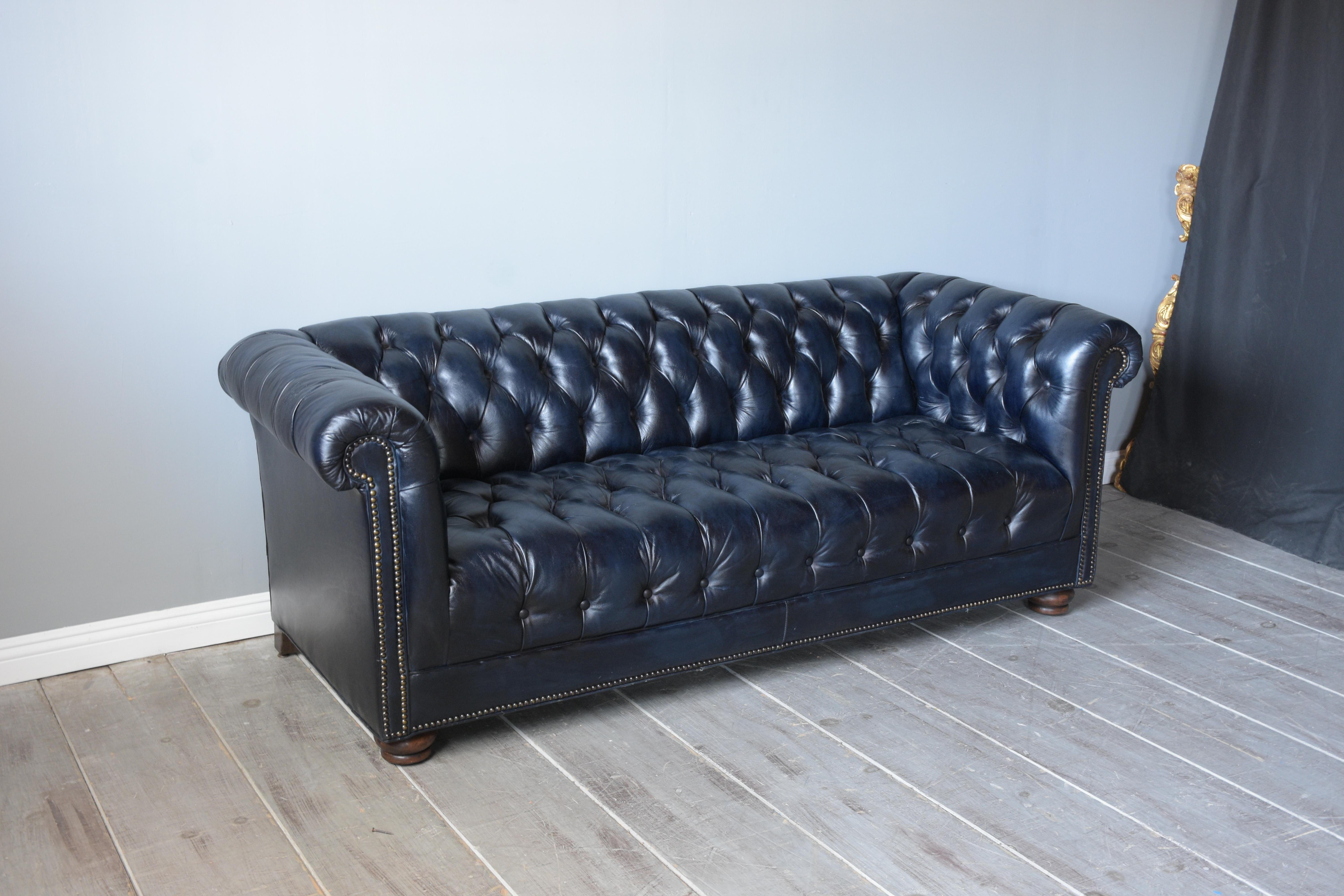 vintage blue chesterfield sofa