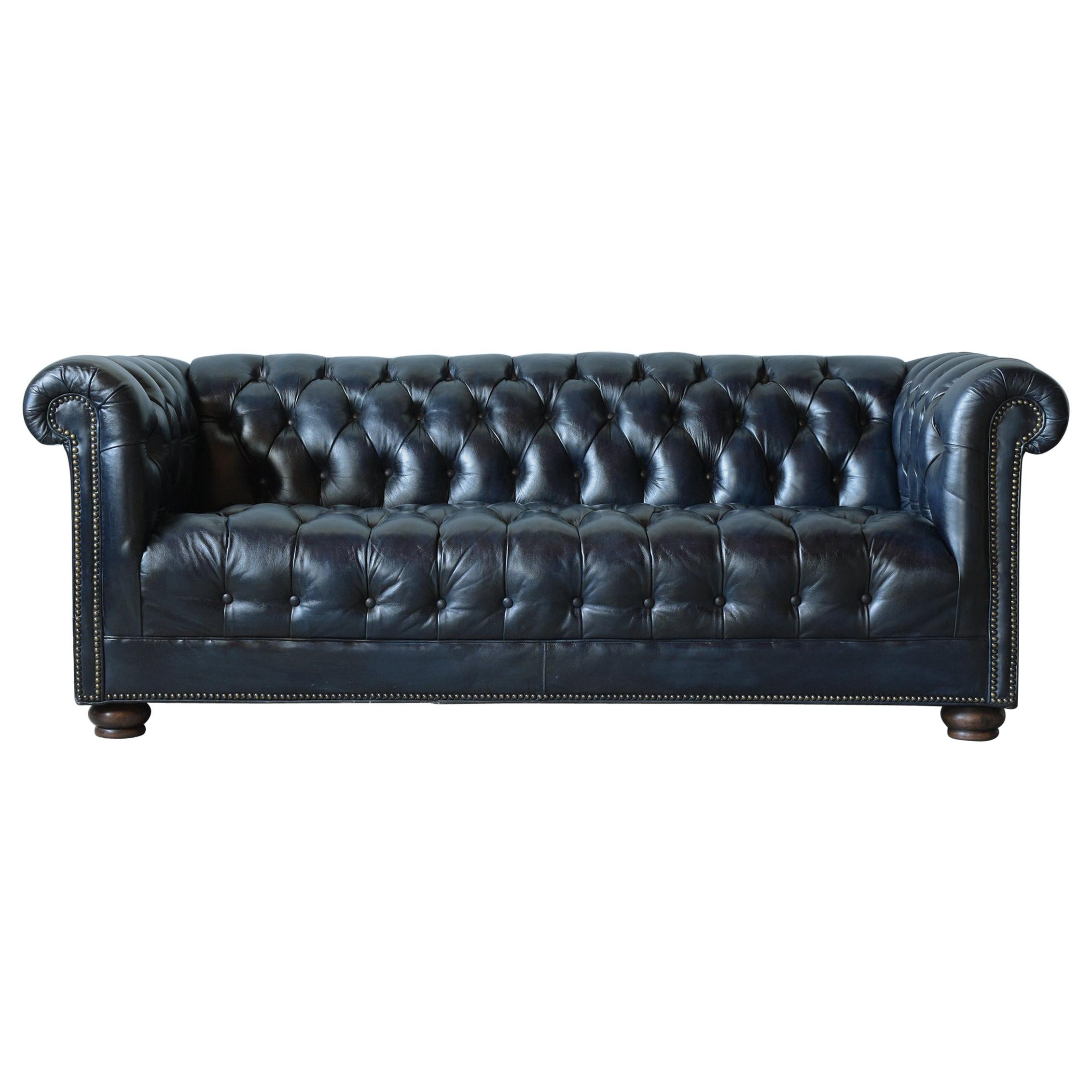 Vintage Blue Leather Chesterfield Sofa at 1stDibs | navy leather  chesterfield sofa, vintage blue chesterfield sofa, blue leather  chesterfield couch