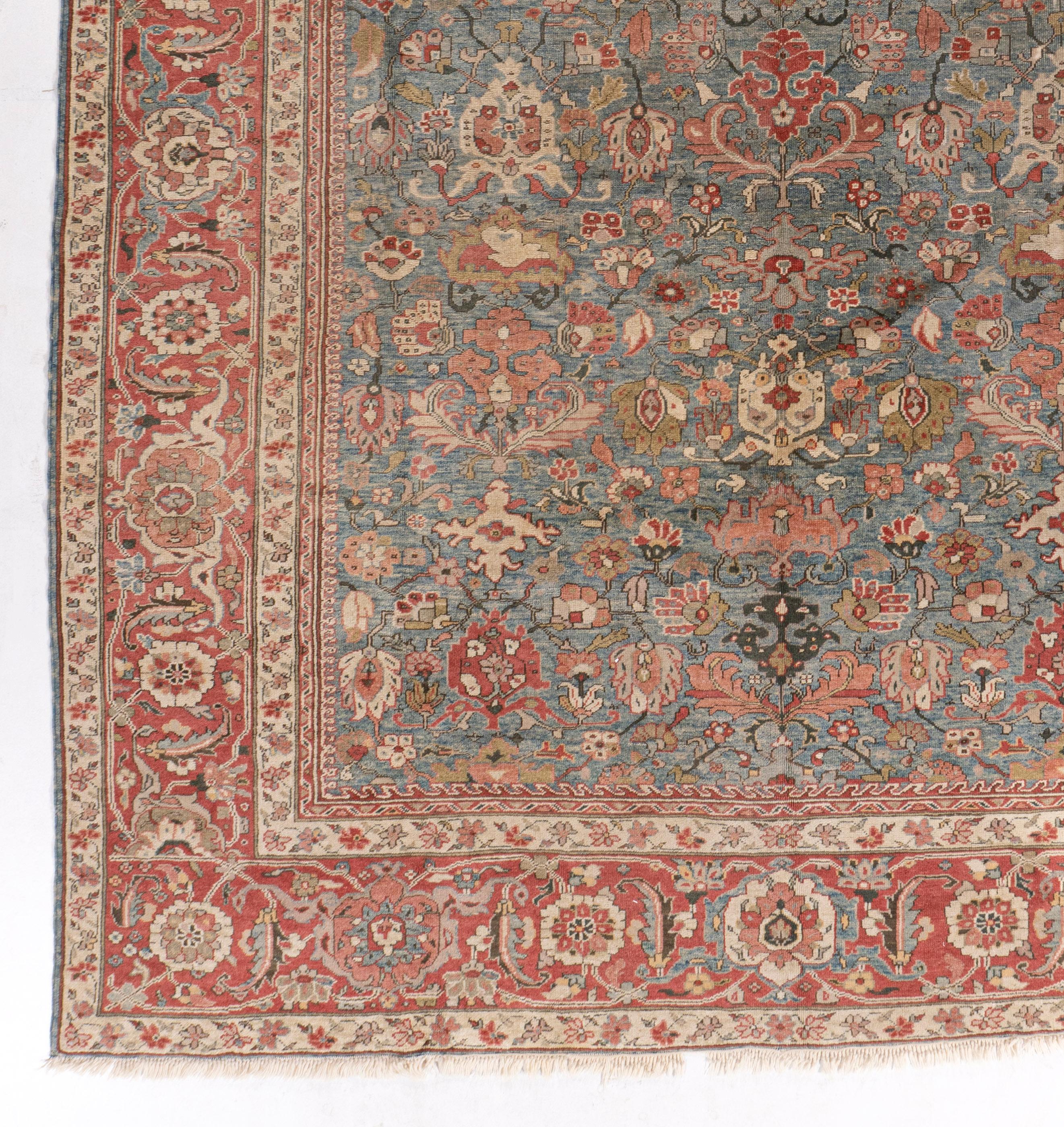 Vintage Blue Lightly Distressed Persian Sultanabad Rugs tessuto a mano in vendita 3