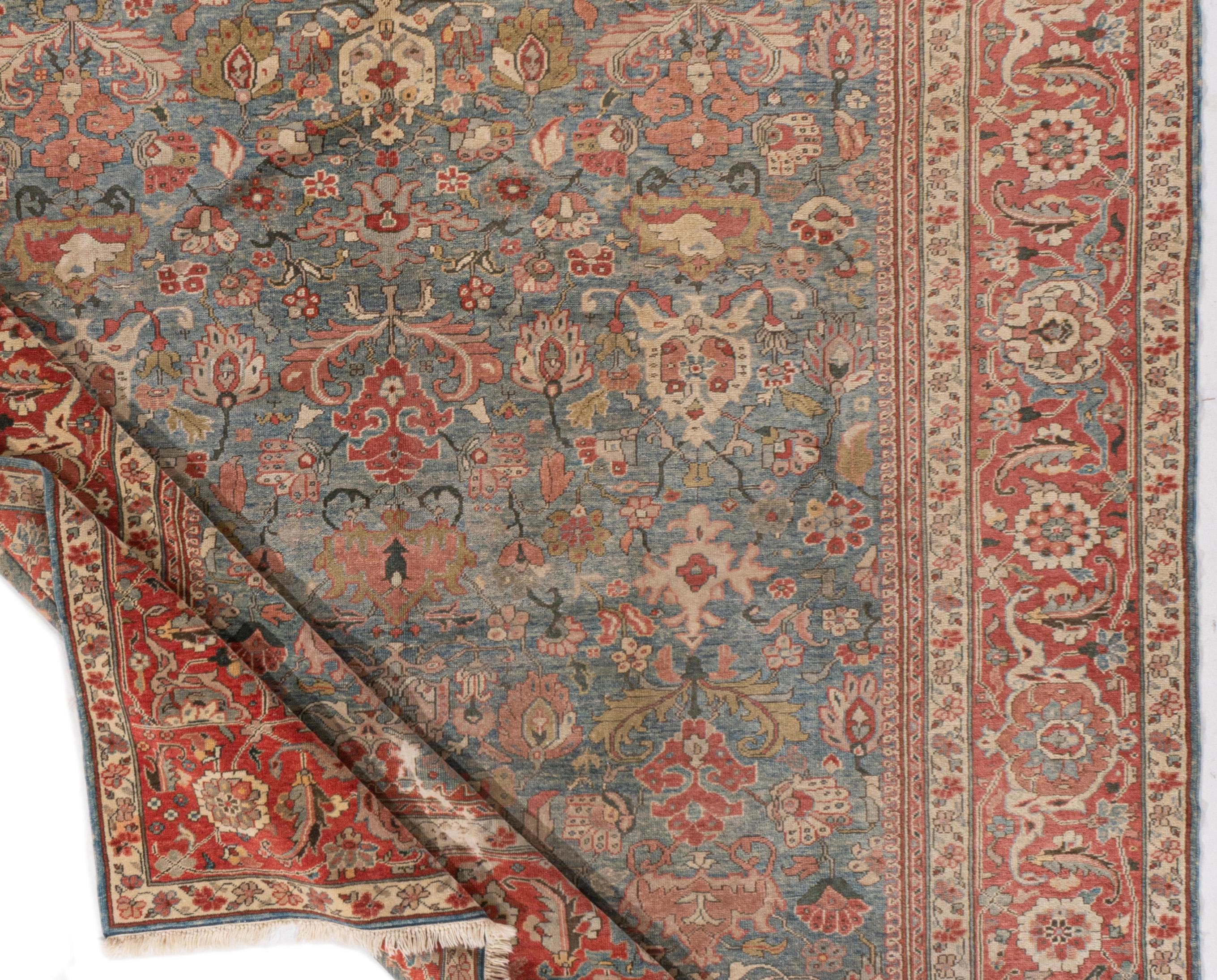 Vintage Blue Lightly Distressed Persian Sultanabad Rugs tessuto a mano in vendita 4