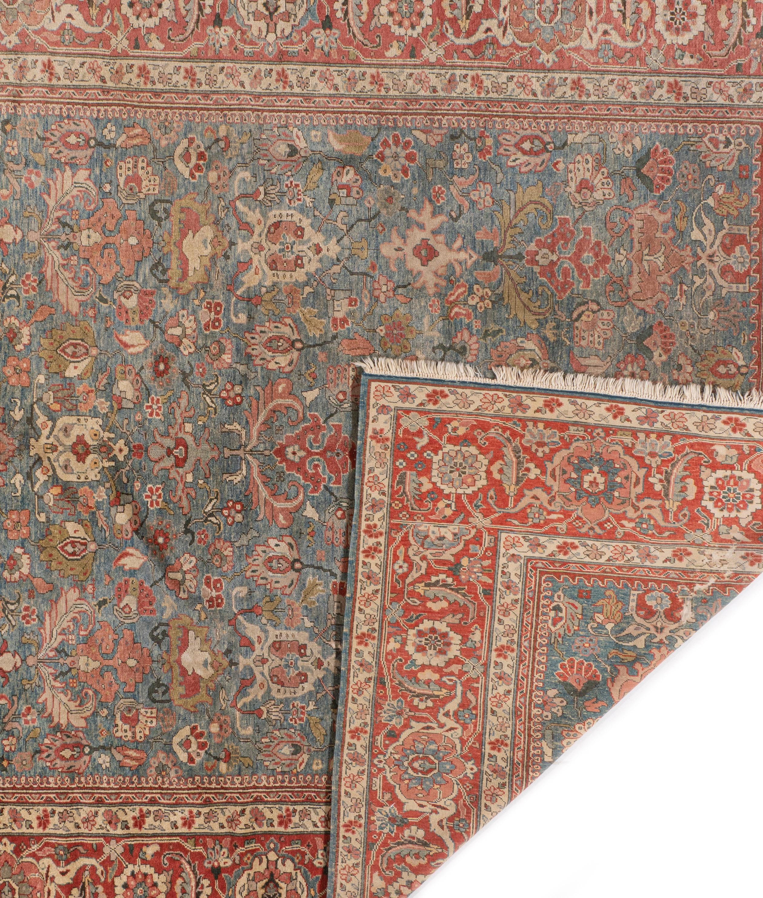 Vintage Blue Lightly Distressed Persian Sultanabad Rugs tessuto a mano in vendita 5
